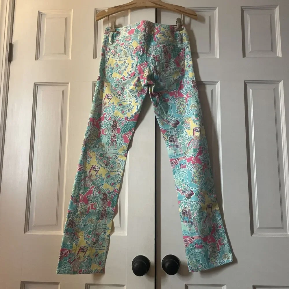 Lilly Pulitzer Worth Straight Jeans Size 00 Started As A Juice Stand Print - Picture 4 of 6